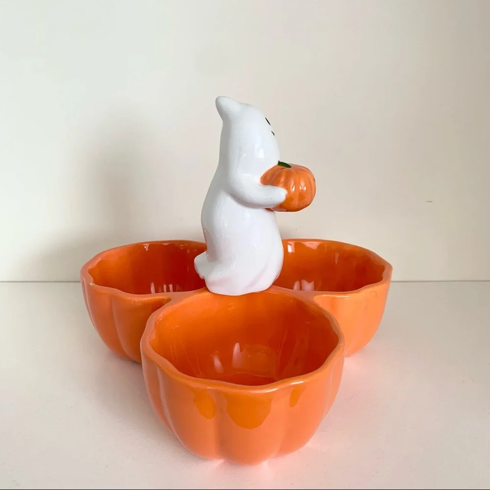 Vintage Halloween ghost ceramic dish